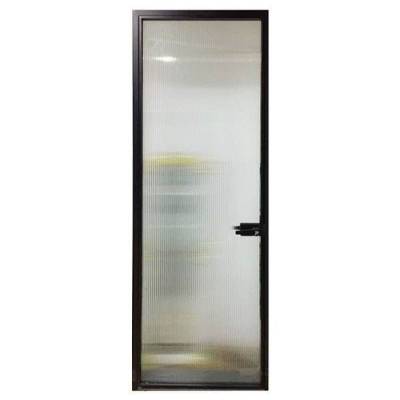 Custom Ultra Slim Stainless Steel Frame Swing Door, Extra Clear Frosted Glass, Door Jamb