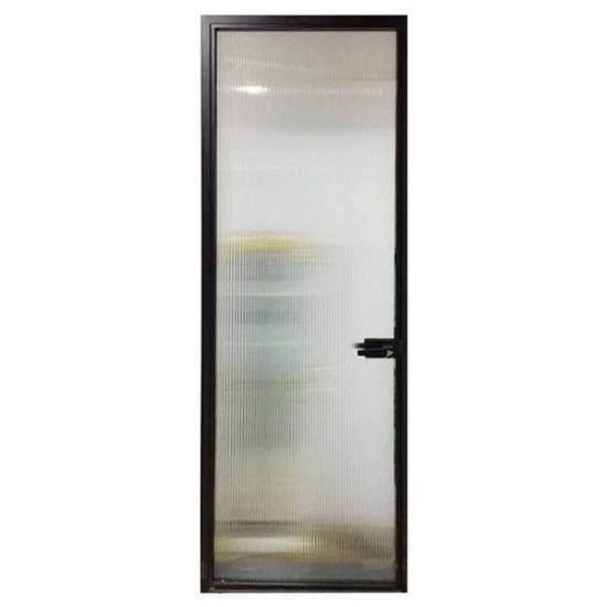 Picture of Custom Ultra Slim Stainless Steel Frame Swing Door, Extra Clear Frosted Glass, Door Jamb