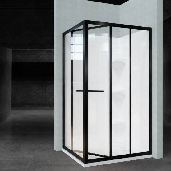 Picture of Narrow Frame Stainless Steel Square Corner Shower Enclosure, Wet and Dry Separation Screen
