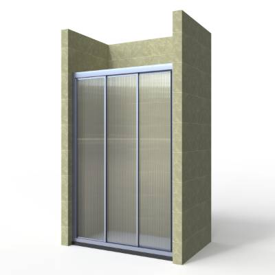 Custom Triple Door Sliding Shower Enclosure, Aluminium Edge Frame, No Wall Drilling