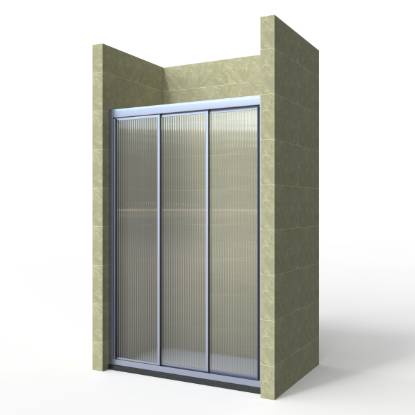 Picture of Custom Triple Door Sliding Shower Enclosure, Aluminium Edge Frame, No Wall Drilling