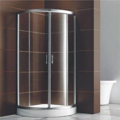 Full Curved Double Sliding Glass Shower Enclosure, Aluminium Profile, Stainless Steel