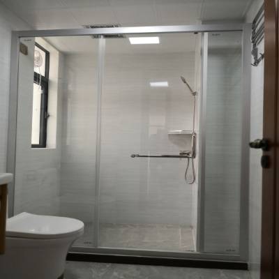 Custom Inline Sliding Shower Screen, 6mm Toughened Glass, Silver Aluminium Frame, Quiet
