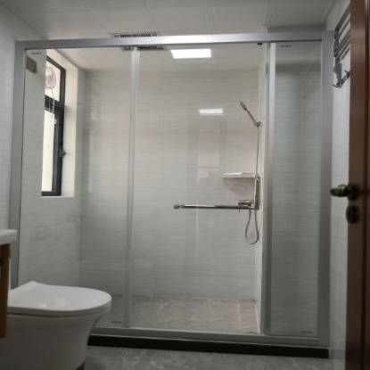 Picture of Custom Inline Sliding Shower Screen, 6mm Toughened Glass, Silver Aluminium Frame, Quiet