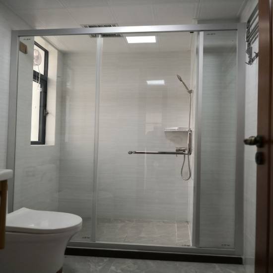 Picture of Custom Inline Sliding Shower Screen, 6mm Toughened Glass, Silver Aluminium Frame, Quiet