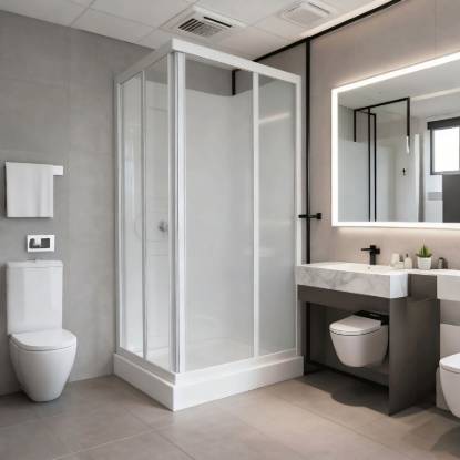 Picture of 4mm Toughened Glass Shower Enclosure, Stainless Steel Quiet Rollers, Integrated Handle