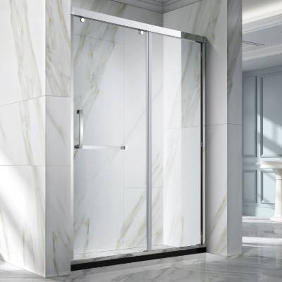 Custom Stainless Steel Frame Inline Sliding Shower Screen, Laminated Art Safety Glass