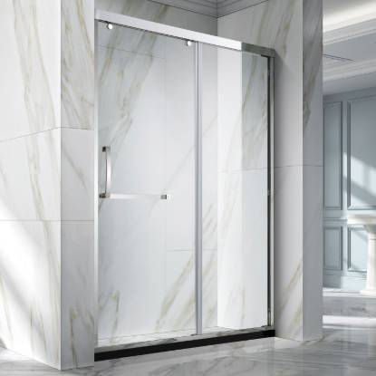 Picture of Custom Stainless Steel Frame Inline Sliding Shower Screen, Laminated Art Safety Glass