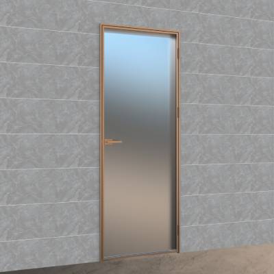 Bathroom Swing Door, Thickened Grey Profile with Frosted Glass, Toilet Door