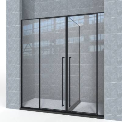 T-Shape Glass Partition, 304 Stainless Steel Pivot Door Shower Screen, Non-Standard Sizes