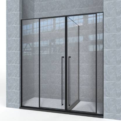Picture of T-Shape Glass Partition, 304 Stainless Steel Pivot Door Shower Screen, Non-Standard Sizes
