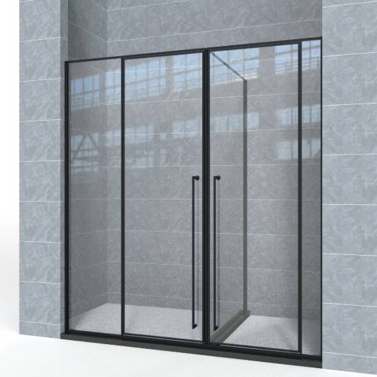 Picture of T-Shape Glass Partition, 304 Stainless Steel Pivot Door Shower Screen, Non-Standard Sizes