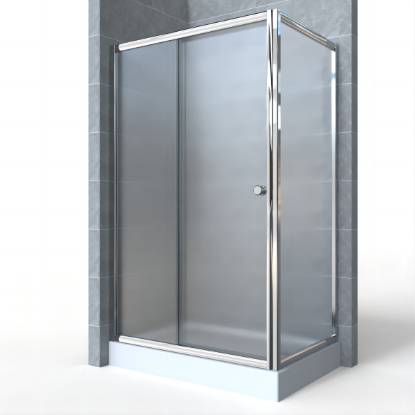 Picture of Custom Square Sliding Shower Enclosure, Ultra Quiet Double Roller, Small Bathrooms
