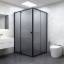 Picture of Square Pivot Hinged Glass Shower Door, Precision Cast Stainless Steel Fittings, Safety Film Glass