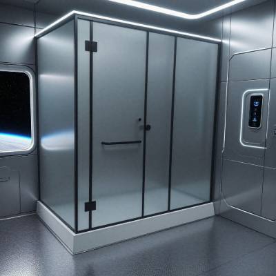 Custom Base and Partition Shower Cubicle, Lockable Hinged Glass Door and Roof, Rentals