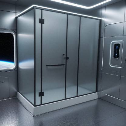 Picture of Custom Base and Partition Shower Cubicle, Lockable Hinged Glass Door and Roof, Rentals
