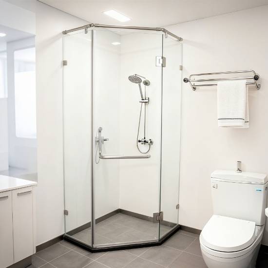 Picture of Diamond Shape Hinged Door Shower Enclosure, 304 Stainless Steel 5-Piece Hardware