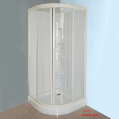 Picture of Export Acrylic Panel Shower Enclosure, Shatter-Resistant, Stainless Steel Rollers, PVC Frame