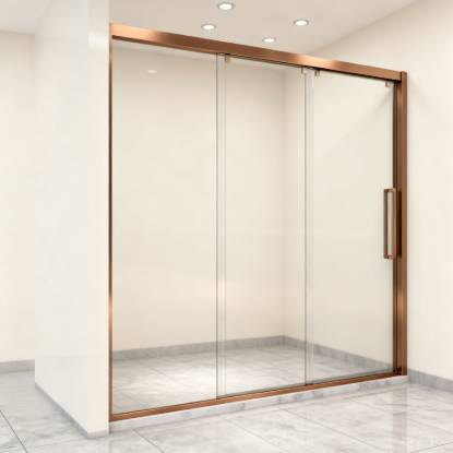 Picture of Custom Small Bathroom Shower Screen, One Fixed Two Sliding Panels, Triple Linked
