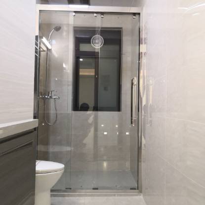 Picture of Custom Minimalist Toughened Glass Triple Linked Stainless Steel Sliding Shower Enclosure