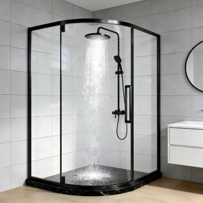 Picture of Pivot Door Shower Enclosure, Film-Coated Glass, Precision Cast Stainless Steel Fittings