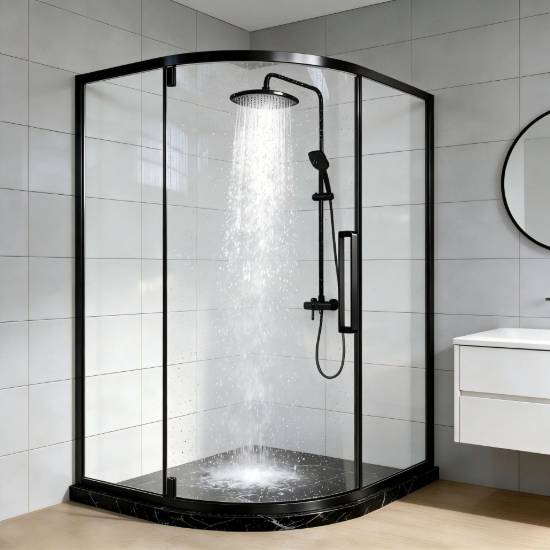 Picture of Pivot Door Shower Enclosure, Film-Coated Glass, Precision Cast Stainless Steel Fittings