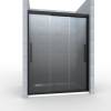 Picture of Custom-Size Small Bathroom Shower Screen, Three-Panel Linked Sliding Glass Door, Stainless Steel Frame