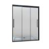 Picture of Custom-Size Small Bathroom Shower Screen, Three-Panel Linked Sliding Glass Door, Stainless Steel Frame