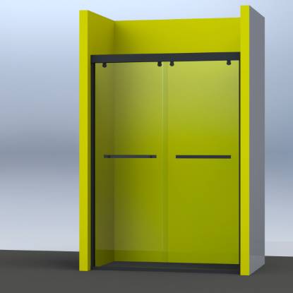 Picture of Large Track Hanging Sliding Shower Screen, Double Roller, Stainless Steel Profile