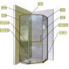 Picture of Gloss Black Stainless Steel Pivot Hinge Neo-Angle Shower Enclosure, Toughened Glass
