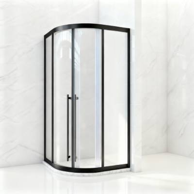 Quadrant Shower Enclosure Hardware Kit, 6mm Sliding Glass, Black 1.2mm Aluminium Profile
