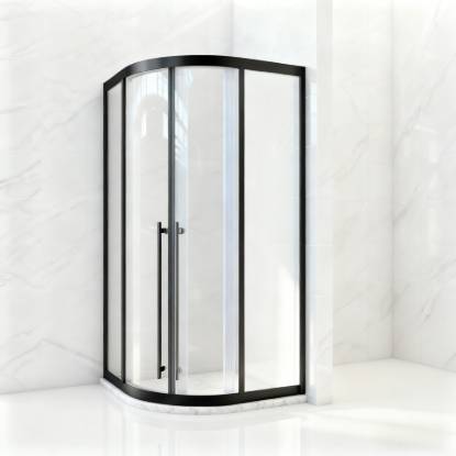 Picture of Quadrant Shower Enclosure Hardware Kit, 6mm Sliding Glass, Black 1.2mm Aluminium Profile