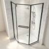 Picture of Custom Square Pivot Door Shower Enclosure, Precision Cast Stainless Steel, Art Glass