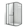 Picture of Custom Square Pivot Door Shower Enclosure, Precision Cast Stainless Steel, Art Glass