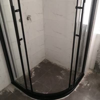 Custom Black Quadrant Shower Enclosure, Optional Standard Base, Stainless Steel Hardware