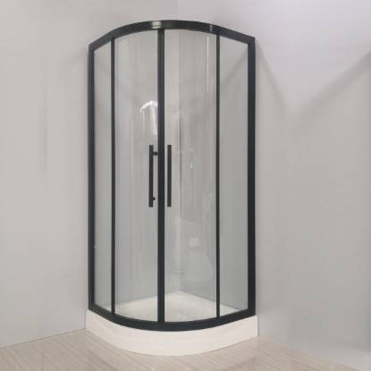 Picture of Custom Black Quadrant Shower Screen, Optional Standard Tray, Stainless Steel Fittings