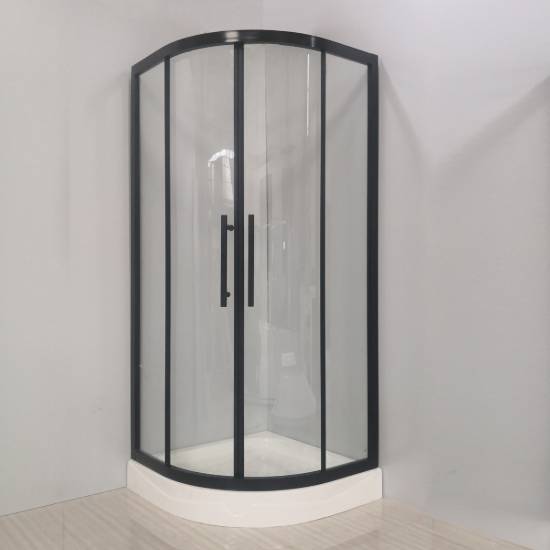 Picture of Custom Black Quadrant Shower Screen, Optional Standard Tray, Stainless Steel Fittings