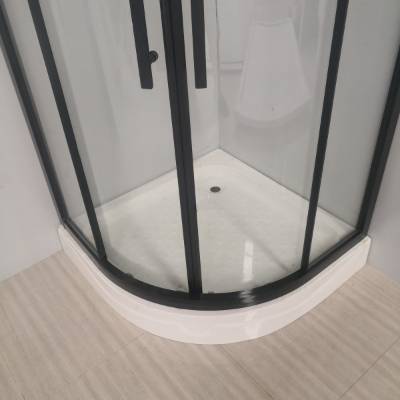 Matte Black Curved Shower Enclosure, Optional Shower Tray, Stainless Steel Fittings