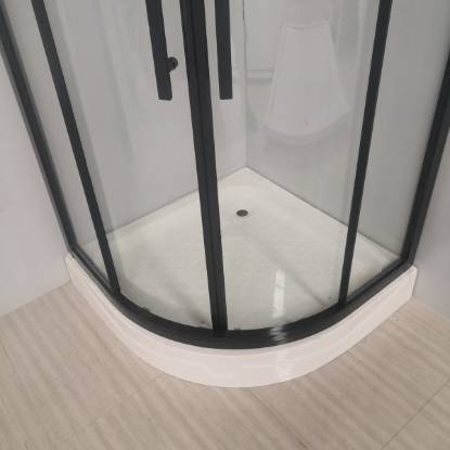 Picture of Matte Black Curved Shower Enclosure, Optional Shower Tray, Stainless Steel Fittings