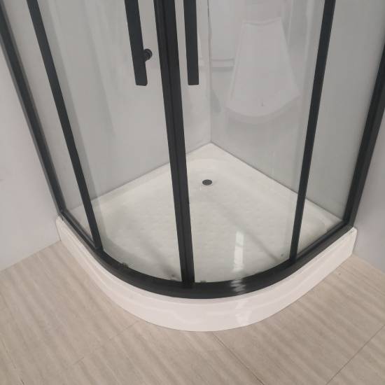 Picture of Matte Black Curved Shower Enclosure, Optional Shower Tray, Stainless Steel Fittings