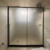 Picture of Custom Mirror Finish Stainless Steel Inline Sliding Shower Screen, 8mm Toughened Glass