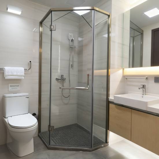 Picture of Neo-Angle Hinged Shower Enclosure Hardware Pack, Stainless Steel Hinges, Handle, Seals