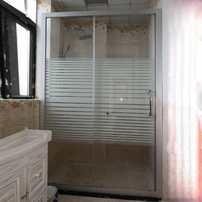 Picture of Custom Sand Silver Aluminium Shower Enclosure, Quiet Stainless Steel Double Roller Door