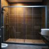 Picture of NP202 Shower Screen Hardware, Matte Aluminium Frame, Quiet Rollers, F-Shape Handle