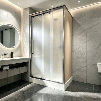 Picture of Custom Inline Linked Sliding Shower Enclosure for Projects, Installation Available