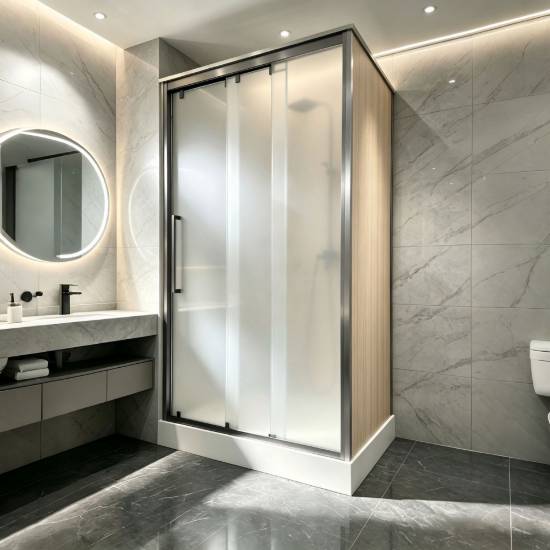 Picture of Custom Inline Linked Sliding Shower Enclosure for Projects, Installation Available
