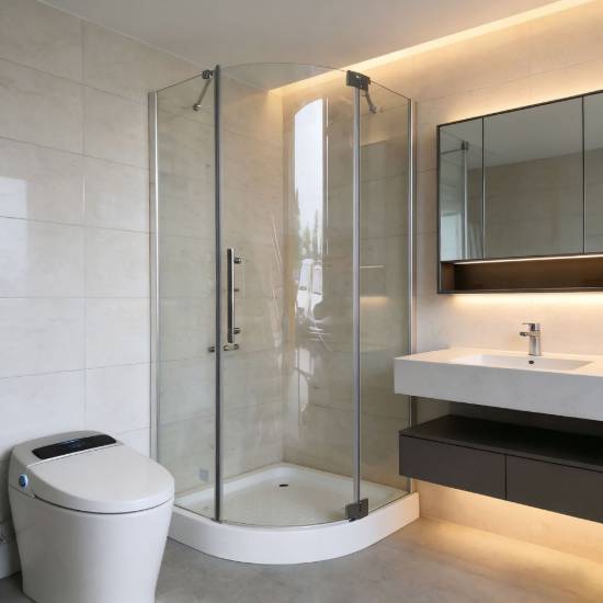 Picture of Custom Stainless Steel Hinge, Nano Self-Cleaning Film Toughened Glass Shower Partition