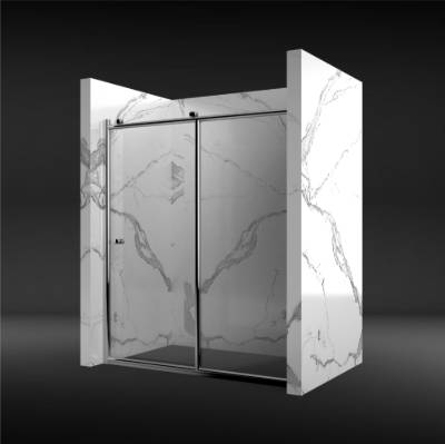 Custom Large Brass Roller Sliding Shower Screen, Toughened Glass, Supply and Install