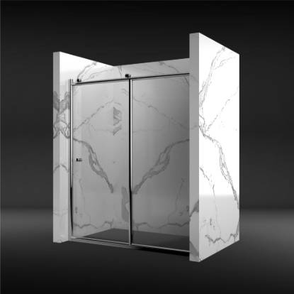 Picture of Custom Large Brass Roller Sliding Shower Screen, Toughened Glass, Supply and Install