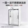 Picture of Art Laminated Glass Sliding Shower Screen, Nano Self-Cleaning, Stainless Steel, Custom Sizes